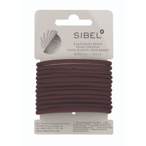 SIBEL Elastische Haarelastiekjes Bruin Dik 12st